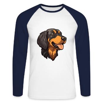 Berger de Beauce Hunderasse Cartoon Kawaii Illustra - Unisex Baseballshirt langarm - Weiß/Navy - Vorne - Nik (191cm)