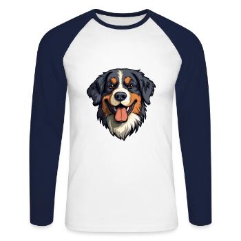 Berner Laufhund Dog Breed Cartoon Kawaii Illustrat - Unisex Long Sleeve Baseball T-Shirt - white/navy - Front - Nik (191cm)