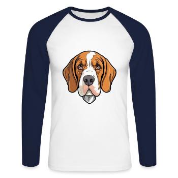 Braque Du Bourbonnais Race De Chien Cartoon Kawaii Ill - T-shirt baseball manches longues Homme - blanc/marine - Devant - Nik (191cm)