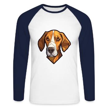 Braque Français Race de chien Cartoon Kawaii Illustrat - T-shirt baseball manches longues Homme - blanc/marine - Devant - Nik (191cm)