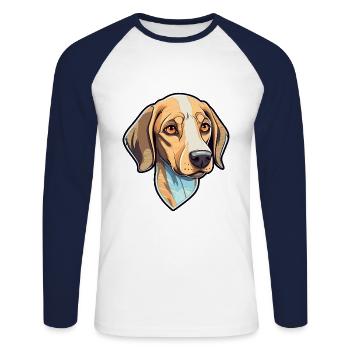 Braque Saint Germain Hunderasse Cartoon Kawaii Illu - Unisex Baseballshirt langarm - Weiß/Navy - Vorne - Nik (191cm)