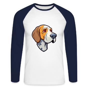 Cao de Castro Laboreiro Hunderasse Cartoon Kawaii I - Unisex Baseballshirt langarm - Weiß/Navy - Vorne - Nik (191cm)
