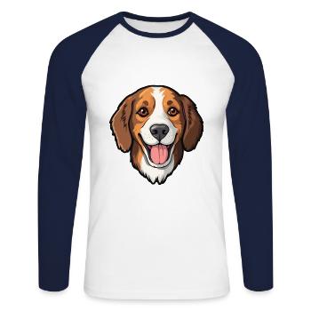 Cao Da Serra De Aires Hunderasse Cartoon Kawaii Ill - Unisex Baseballshirt langarm - Weiß/Navy - Vorne - Nik (191cm)