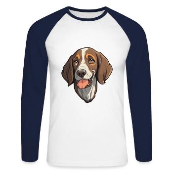 French Gascony Pointer Dog Breed Cartoon Kawaii Il - Unisex Long Sleeve Baseball T-Shirt - white/navy - Front - Nik (191cm)