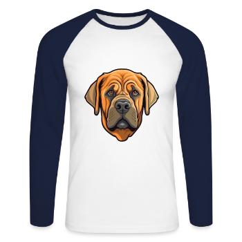 Mallorca Mastiff chien race Cartoon Kawaii Illustra - T-shirt baseball manches longues Homme - blanc/marine - Devant - Nik (191cm)