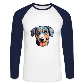Neuseeland Huntaway Hunderasse Cartoon Kawaii Illu - Unisex Baseballshirt langarm - Weiß/Navy - Vorne - Nik (191cm)