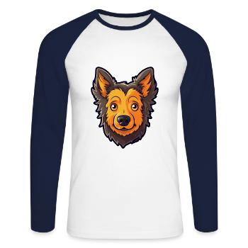 Mudi Dog Breed Cartoon Kawaii Illustration - Unisex Long Sleeve Baseball T-Shirt - white/navy - Front - Nik (191cm)