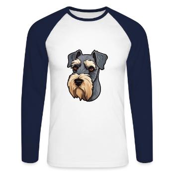 Mittelschnauze Hunderasse Cartoon Kawaii Illustrati - Unisex Baseballshirt langarm - Weiß/Navy - Vorne - Nik (191cm)