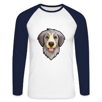 Middle Asian Ovtcharka Dog Breed Cartoon Kawaii Il - Unisex Long Sleeve Baseball T-Shirt - white/navy - Front - Nik (191cm)