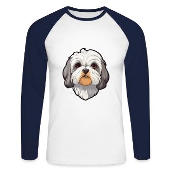 Maltais Shih Tzu Chien Race Cartoon Kawaii Illustra - T-shirt baseball manches longues Homme - blanc/marine - Devant - Nik (191cm)