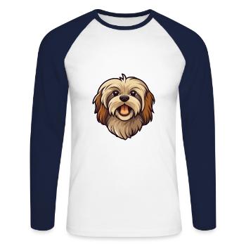 Lowchen Kleiner Löwe Hunderasse Cartoon Kawaii Illus - Unisex Baseballshirt langarm - Weiß/Navy - Vorne - Nik (191cm)