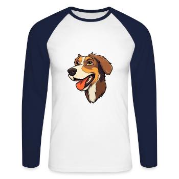Laufhund Hunderasse Cartoon Kawaii Illustration - Unisex Baseballshirt langarm - Weiß/Navy - Vorne - Nik (191cm)