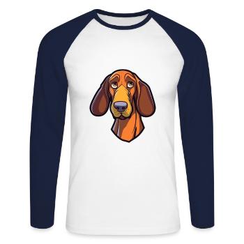 Lettische Jagdhunderasse Cartoon Kawaii Illustration - Unisex Baseballshirt langarm - Weiß/Navy - Vorne - Nik (191cm)
