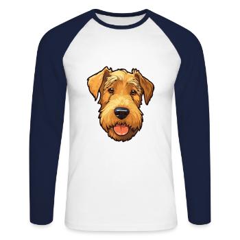 Lakeland Terrier Dog Breed Cartoon Kawaii Illustra - Unisex Long Sleeve Baseball T-Shirt - white/navy - Front - Nik (191cm)