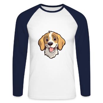 Kyi Leo Hunderasse Cartoon Kawaii Illustration - Unisex Baseballshirt langarm - Weiß/Navy - Vorne - Nik (191cm)
