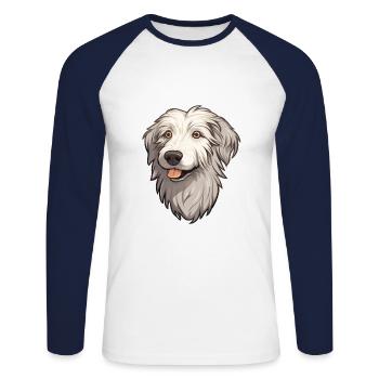 Kuchi Afghan Shepard chien race Cartoon Kawaii Illu - T-shirt baseball manches longues Homme - blanc/marine - Devant - Nik (191cm)