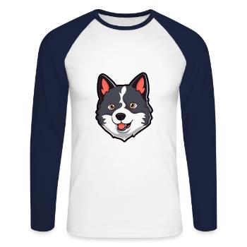 Karelian Bear Dog Breed Cartoon Kawaii Illustratio - Unisex Long Sleeve Baseball T-Shirt - white/navy - Front - Nik (191cm)