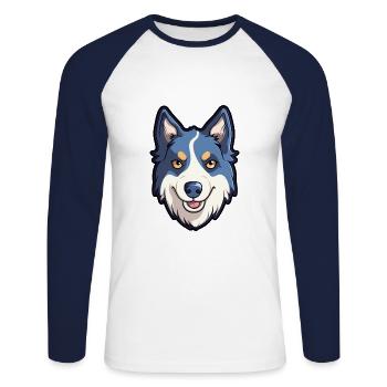 Karelo Finnische Laika Hunderasse Cartoon Kawaii Illu - Unisex Baseballshirt langarm - Weiß/Navy - Vorne - Nik (191cm)