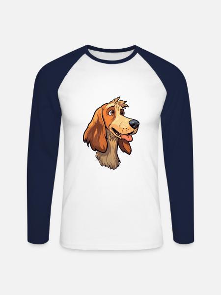 Jamthund Dog Breed Cartoon Kawaii Illustration - Unisex Long Sleeve Baseball T-Shirt - white/navy
