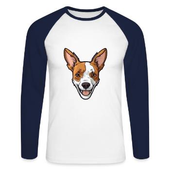 Japanese Terrier Dog Breed Cartoon Kawaii Illustra - Unisex Long Sleeve Baseball T-Shirt - white/navy - Front - Nik (191cm)