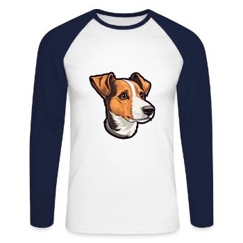 Jack Russell Terrier Hunderasse Cartoon Kawaii Illu - Unisex Baseballshirt langarm - Weiß/Navy - Vorne - Nik (191cm)