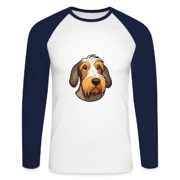 Chien de chasse à poil dur d’Istrie race de chien Cartoon Kawaii - T-shirt baseball manches longues Homme - blanc/marine - Devant - Nik (191cm)
