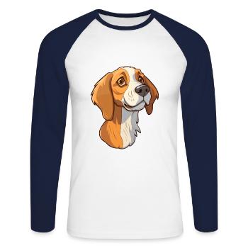 Harrier Hunderasse Cartoon Kawaii Illustration - Unisex Baseballshirt langarm - Weiß/Navy - Vorne - Nik (191cm)