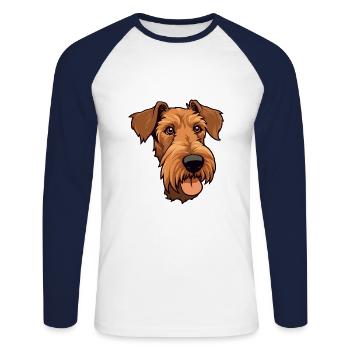 Irish Terrier Dog Breed Cartoon Kawaii Illustratio - Unisex Long Sleeve Baseball T-Shirt - white/navy - Front - Nik (191cm)