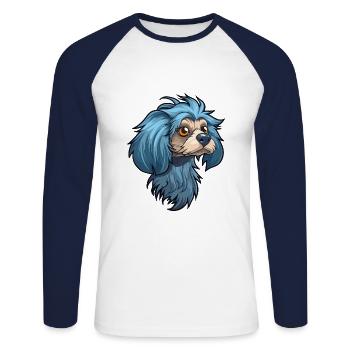 Griffon Bleu De Gascogne Dog Breed Cartoon Kawaii - Unisex Long Sleeve Baseball T-Shirt - white/navy - Front - Nik (191cm)