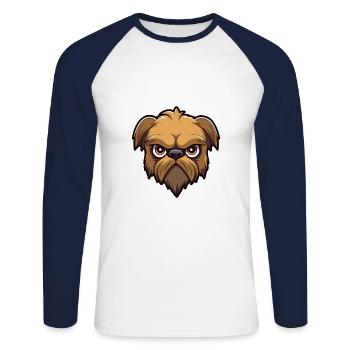 Griffon Bruxellois Hunderasse Karikatur Kawaii Illust - Unisex Baseballshirt langarm - Weiß/Navy - Vorne - Nik (191cm)