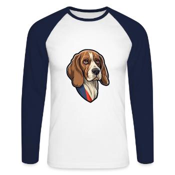 Grand Anglo Français Hunderasse Cartoon Kawaii Illu - Unisex Baseballshirt langarm - Weiß/Navy - Vorne - Nik (191cm)