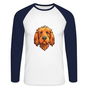 Fauve De Bretagne Dog Breed Cartoon Kawaii Illustr - Unisex Long Sleeve Baseball T-Shirt - white/navy - Front - Nik (191cm)