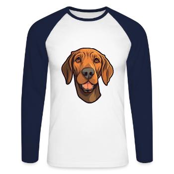 Plott Hund Hund Rasse Cartoon Kawaii Illustration - Unisex Baseballshirt langarm - Weiß/Navy - Vorne - Nik (191cm)
