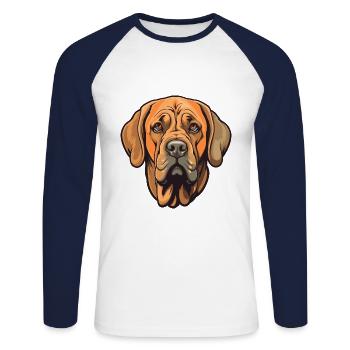 Spanish Mastiff Dog Breed Cartoon Kawaii Illustrat - Unisex Long Sleeve Baseball T-Shirt - white/navy - Front - Nik (191cm)