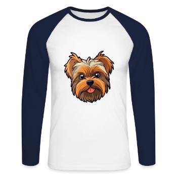 Yorkshire Terrier Dog Breed Cartoon Kawaii Illustr - Unisex Long Sleeve Baseball T-Shirt - white/navy - Front - Nik (191cm)