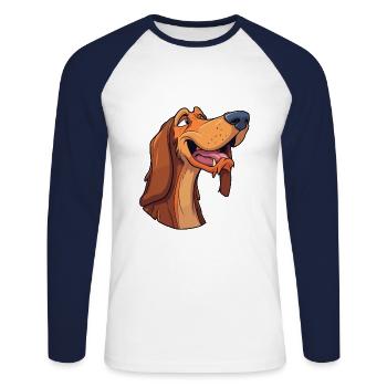 Yugoslavian Hound Dog Breed Cartoon Kawaii Illustr - Unisex Long Sleeve Baseball T-Shirt - white/navy - Front - Nik (191cm)