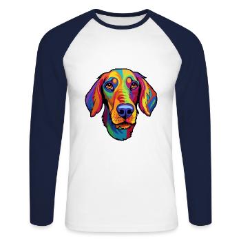 Andalusian Hound Dog Breed Cartoon Kawaii Illustra - Unisex Long Sleeve Baseball T-Shirt - white/navy - Front - Nik (191cm)