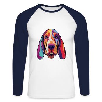 Basset Artesien Normand Dog Breed Cartoon Kawaii I - Unisex Long Sleeve Baseball T-Shirt - white/navy - Front - Nik (191cm)