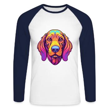 Amerikanischer Leopardenhund Hund Rasse Cartoon Kawaii Il - Unisex Baseballshirt langarm - Weiß/Navy - Vorne - Nik (191cm)