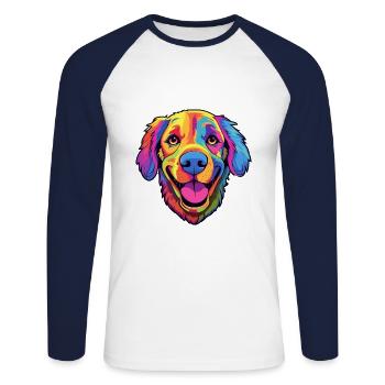 Berger de Beauce Hunderasse Cartoon Kawaii Illustra - Unisex Baseballshirt langarm - Weiß/Navy - Vorne - Nik (191cm)