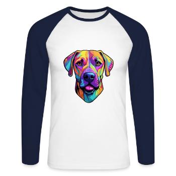 Black Mouth Cur Dog Breed Cartoon Kawaii Illustrat - Unisex Long Sleeve Baseball T-Shirt - white/navy - Front - Nik (191cm)