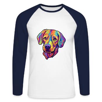 Braque Saint Germain Hunderasse Cartoon Kawaii Illu - Unisex Baseballshirt langarm - Weiß/Navy - Vorne - Nik (191cm)