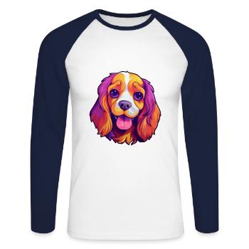 Cavalier King Charles Spaniel Hunderasse Cartoon Ka - Unisex Baseballshirt langarm - Weiß/Navy - Vorne - Nik (191cm)