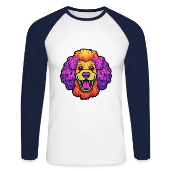 Corded Poodle Dog Breed Cartoon Kawaii Illustratio - Unisex Long Sleeve Baseball T-Shirt - white/navy - Front - Nik (191cm)