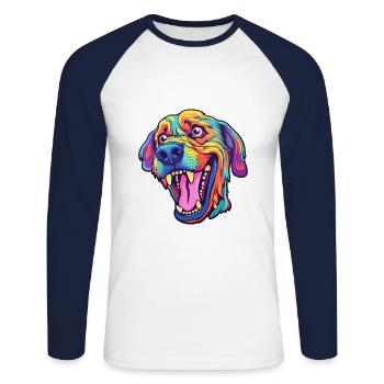 Cordoba Fighting Dog Breed Cartoon Kawaii Illustra - Unisex Long Sleeve Baseball T-Shirt - white/navy - Front - Nik (191cm)
