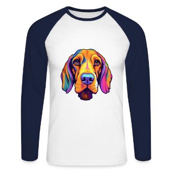 Estonian Hound Dog Breed Cartoon Kawaii Illustrati - Unisex Long Sleeve Baseball T-Shirt - white/navy - Front - Nik (191cm)