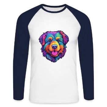 Estrela Mountain Dog race Cartoon Kawaii Illustra - T-shirt baseball manches longues Homme - blanc/marine - Devant - Nik (191cm)