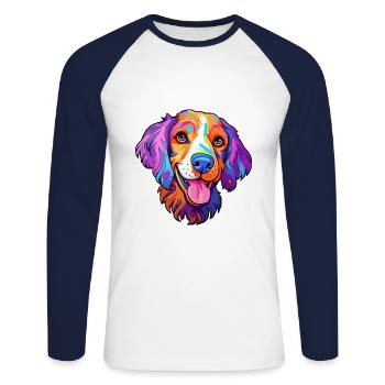 Dutch Smoushond Dog Breed Cartoon Kawaii Illustrat - Unisex Long Sleeve Baseball T-Shirt - white/navy - Front - Nik (191cm)