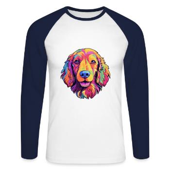 Fauve De Bretagne Dog Breed Cartoon Kawaii Illustr - Unisex Long Sleeve Baseball T-Shirt - white/navy - Front - Nik (191cm)
