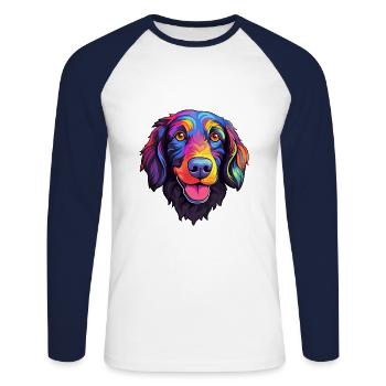 Plat Enduit Retriever Chien Race Cartoon Kawaii Ill - T-shirt baseball manches longues Homme - blanc/marine - Devant - Nik (191cm)
